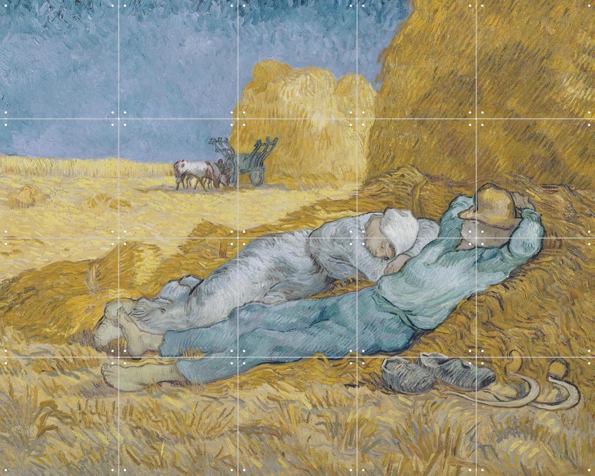 IXXI The Siesta, Vincent van Gogh (1853 - 1890) & Bridgeman Images - 100 x 80 cm - Gratis ophangtool - Grote wanddecoratie en posters - Kwaststreken