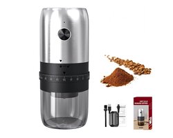 Elektrische Koffiemolen - Koffiemolen Elektrisch - Verse Koffie Maken - Instelbare Maalgraad - 25 g - Zilver