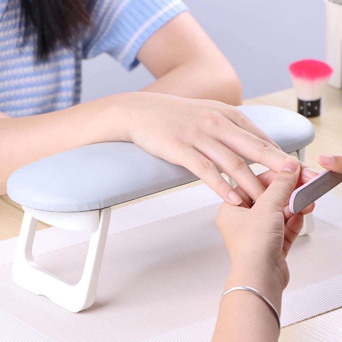 Handsteun voor Manicure - Zwart - Microvezel Leer - Professionele Armsteun voor Nagelkunst