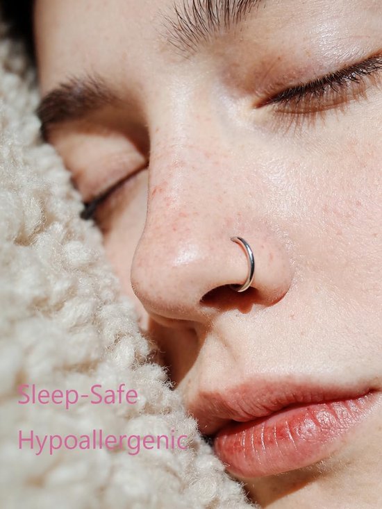 20 g neuspiercing van roestvrij staal, L-vormige neusring, 18 stuks, nep septum, neuspiercing, lichaamssieraden — afbeelding 3