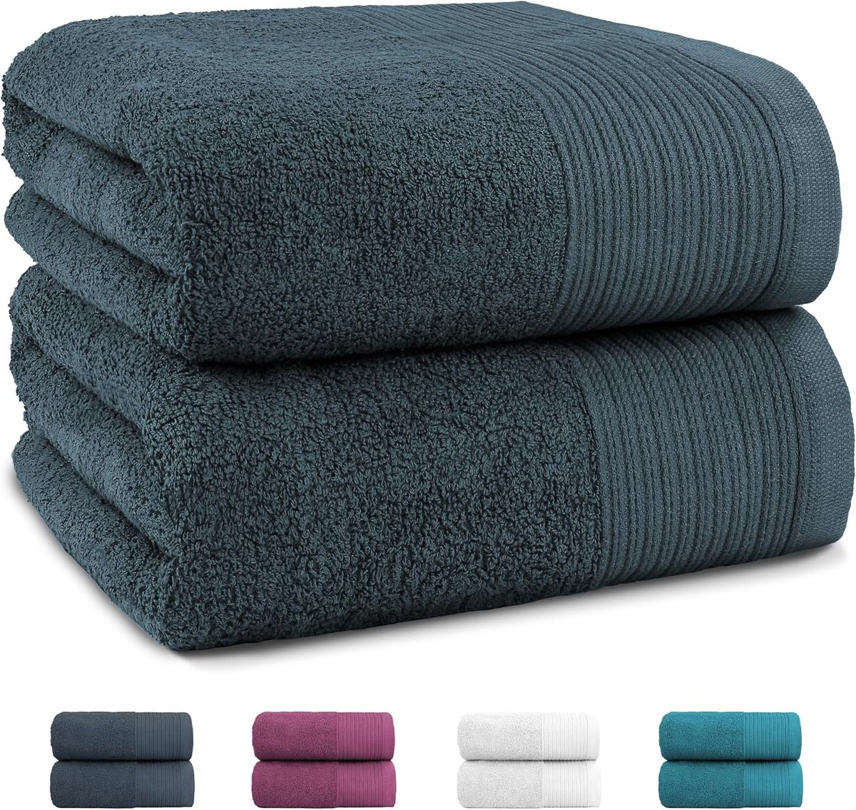 2 Stuks Sauna Handdoek 180 x 90 cm 100% Katoen Snel Droog Zeer Absorberend Badhanddoeken Groot, Kleur:Grijs, Verpakkingseenheid:set van 2