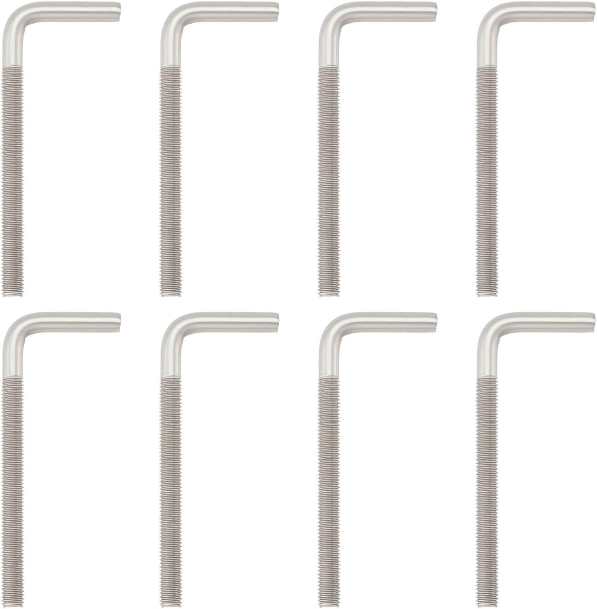 8Pcs 100Mm L Rechte Haak Schroeven 304 Rvs Haken Schroef M8 L Haken Bout Voor Workshops Schuren Tool Kasten Zilver