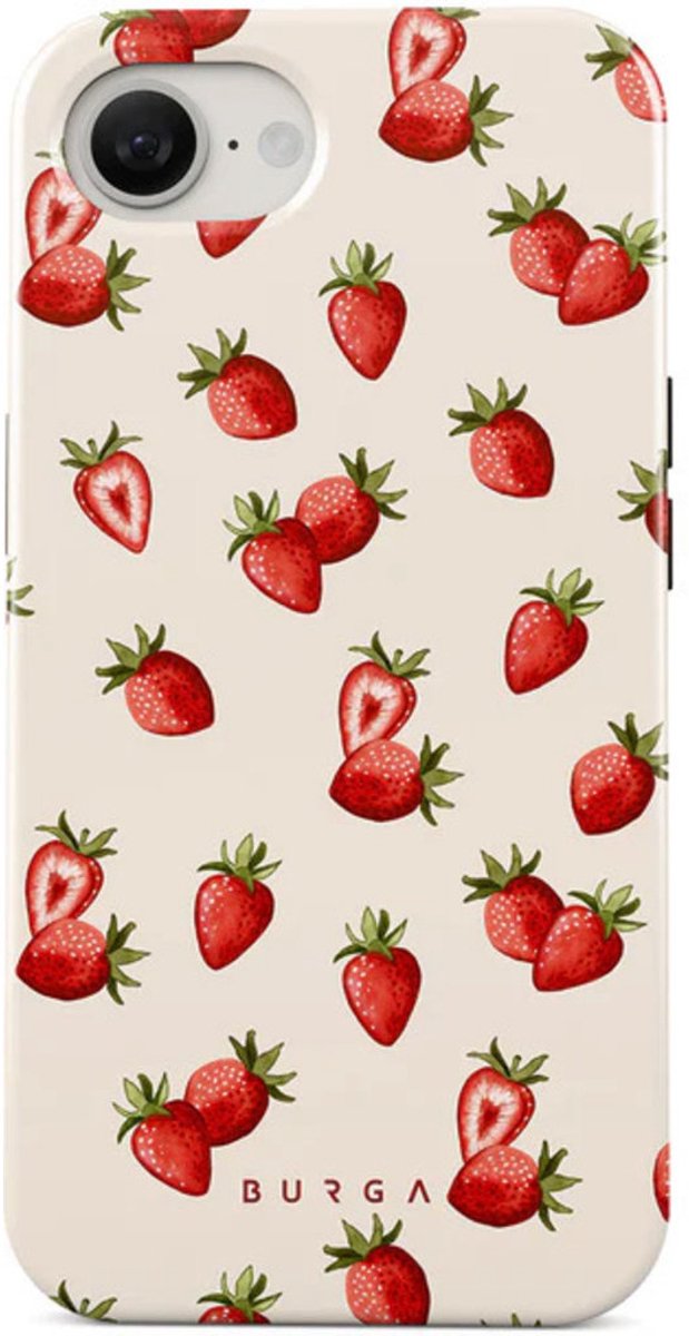 Burga Hoesje geschikt voor Apple iPhone 16e MagSafe Telefoonhoesje Hardcase | Burga Tough Backcover Shockproof | Geschikt voor MagSafe | Geschikt voor Draadloos Opladen met Magnetische Ring | Geschikt voor MagSafe Case - Freshly Picked | Wit,rood