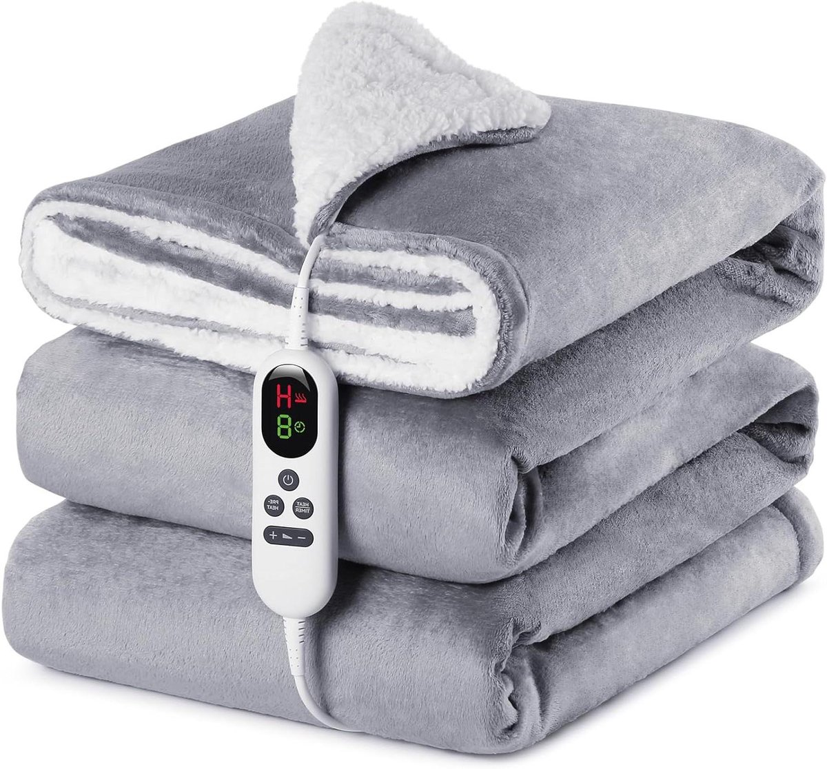 Elektrische Deken - Verwarmingsdeken - Comfort Verwarmen - Automatische Uitschakeling - 130x180 cm - Grijs