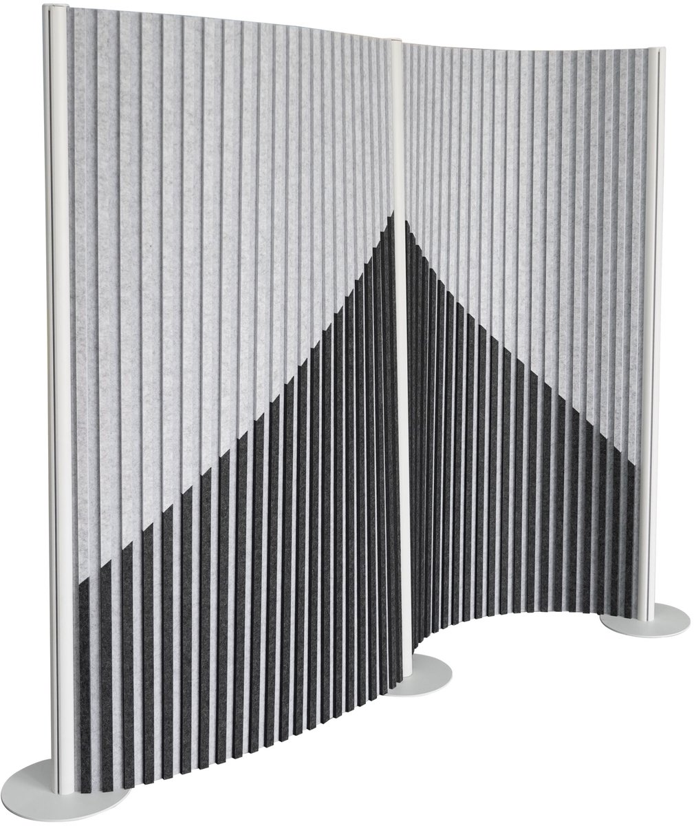 Akoestische scheidingswand / mobiele wand Flexmiut Wave, oprolbaar, 211x160, PET, grijs, hjh OFFICE