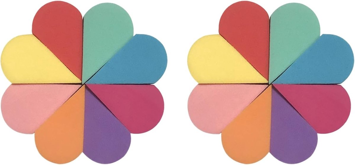 16 Stuks Herbruikbare Make-up Sponzen in Bloemvorm, Mini Gemengde Kleuren voor Poeder, Concealer en Gezichtsmakeup