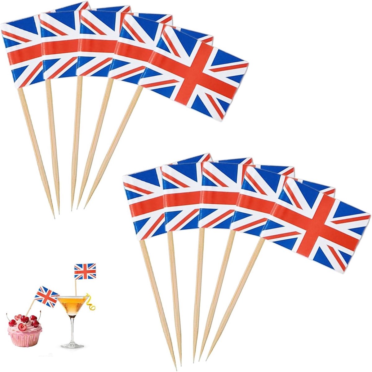100 Stuks Decoratieve Vlaggen voor Italiaanse Avond, Tafeldecoratie, Mini Cupcake-Toppers en Cocktailstokken van Papier