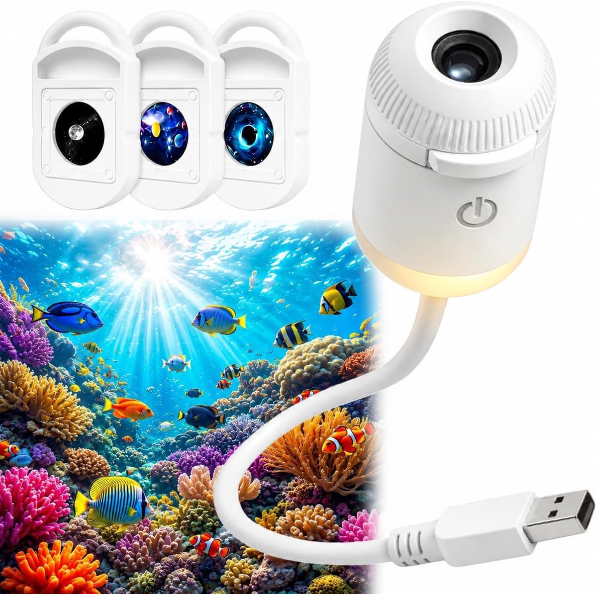 3 stuks，Sterrenhemelprojector, nachtlampje, 2-in-1 holografische sterrenhemelprojector, 5D-projector, plug and play, high-definition sterrenhemel, intelligente dynamische plafondprojector, USB-projector (inclusief 3 sterrenhemelpanelen).