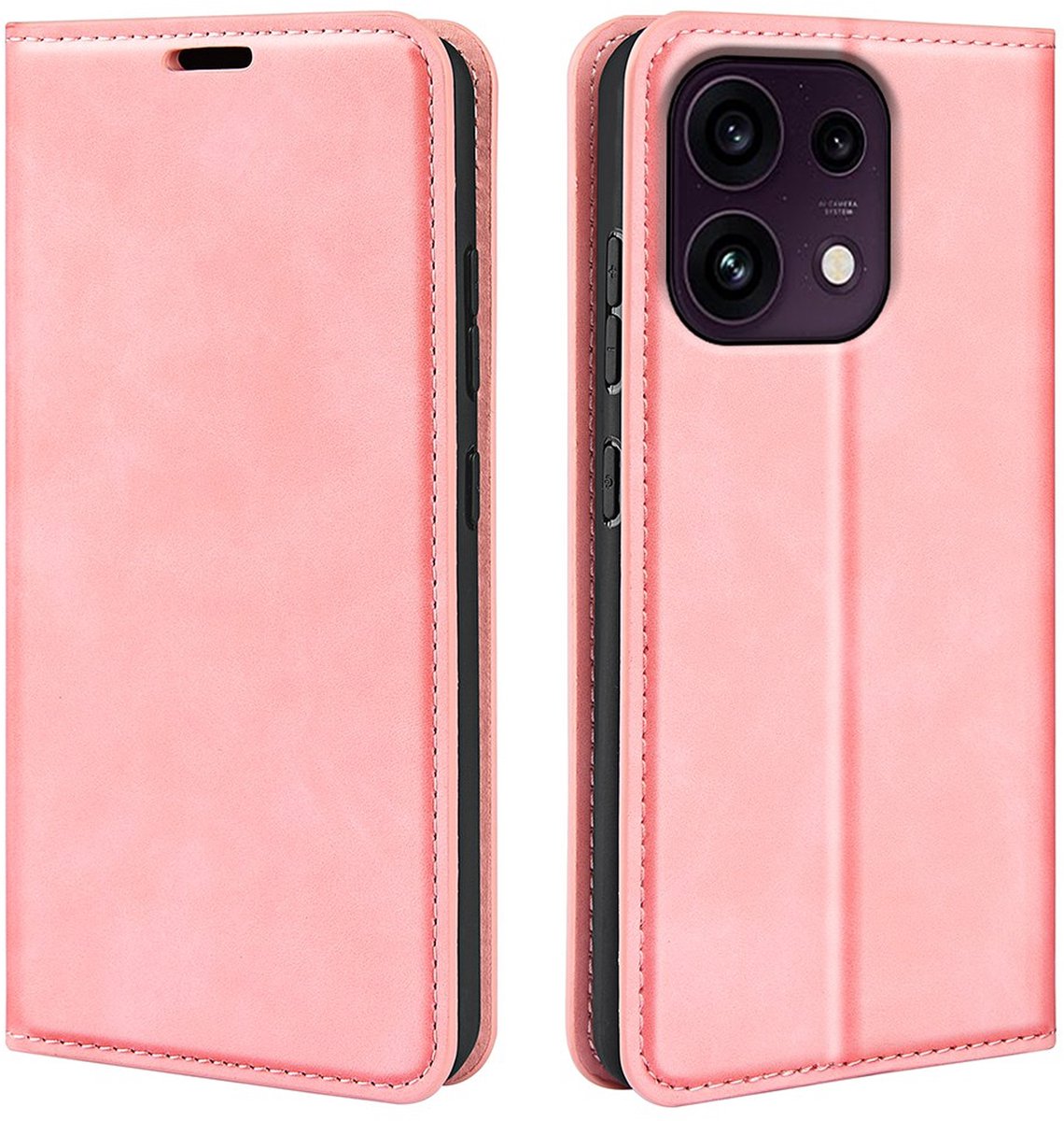 MobyDefend Hoesje - Geschikt voor Oppo Reno16 F/FS - Luxe Wallet Bookcase (Magnetische Sluiting) - Roze