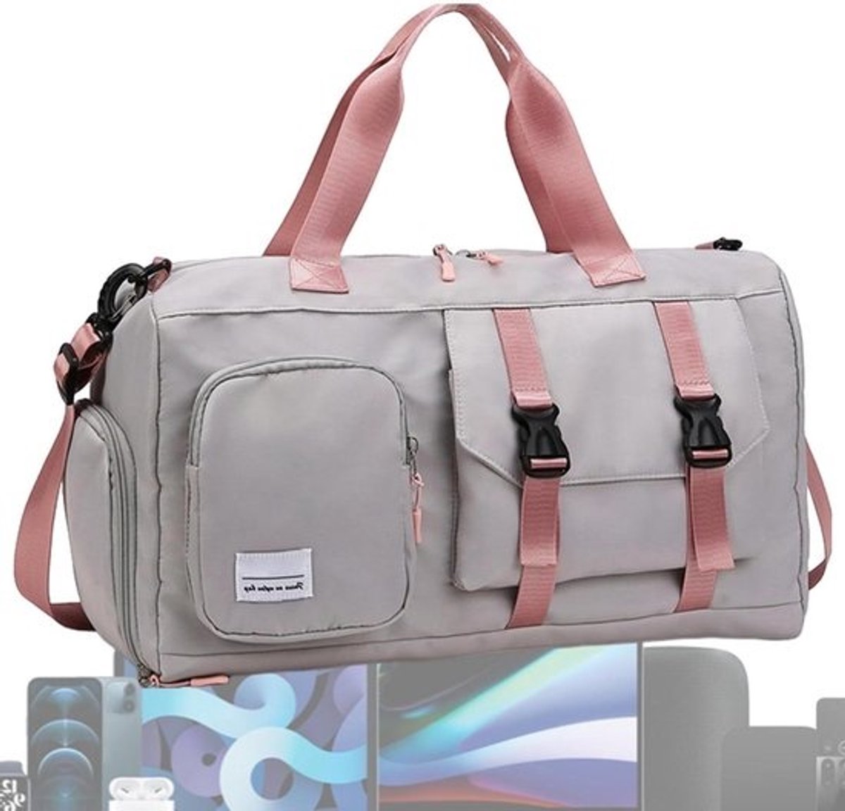 Sporttas - Fitness tas Gymtas - Sporten Trainen - Waterdicht Groot - 46 x 13 x 39 cm - Grijs