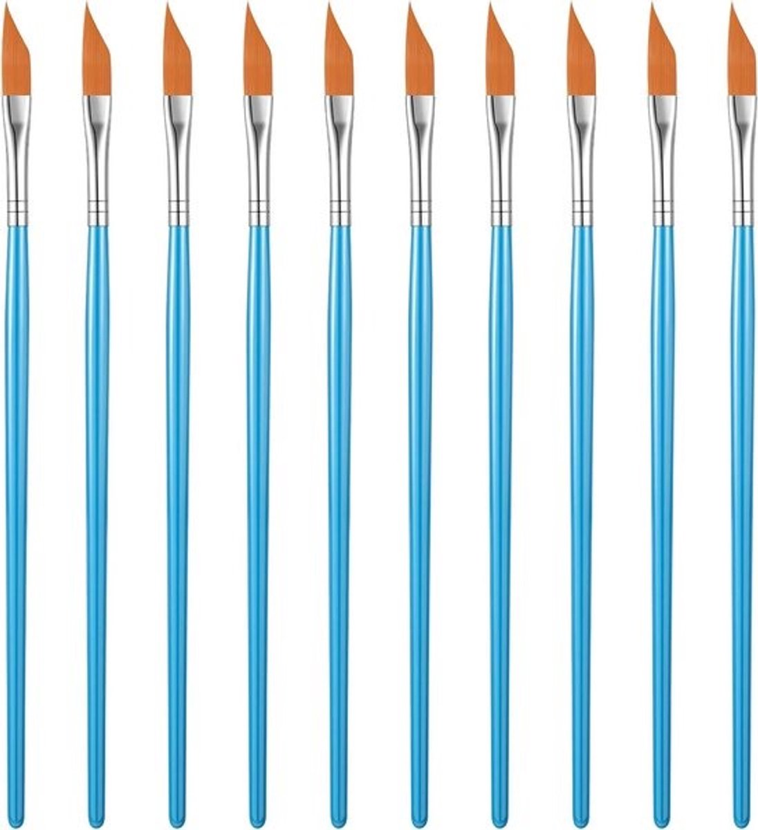 Set van 10 Hoekpenseel voor Acryl en Waterverf Lange Handvat