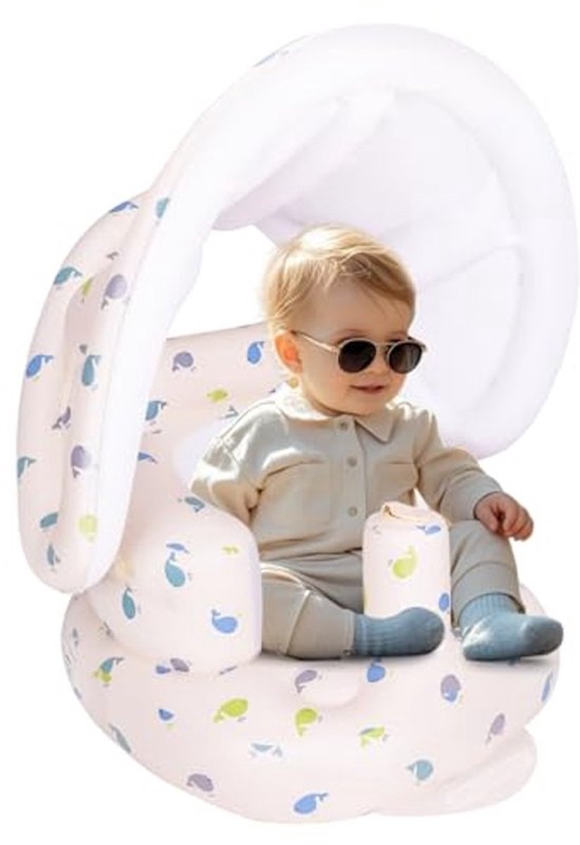 Opblaasbaar babyzitje met luifel - Comfortabele zitstoel voor baby's vanaf 3 maanden