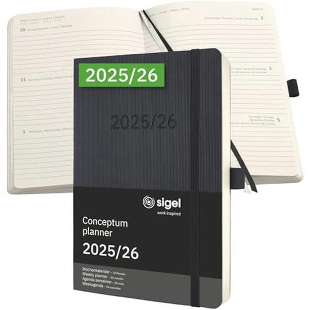 Weekkalender 2025/2026 - A5 Formaat, Zwart Softcover