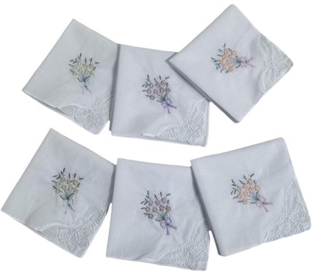 Zijden Zakdoeken - Luxe zakdoekjes - Bruiloft Accessoires - Zachte katoen - 28x27 cm - Bloemenpatroon