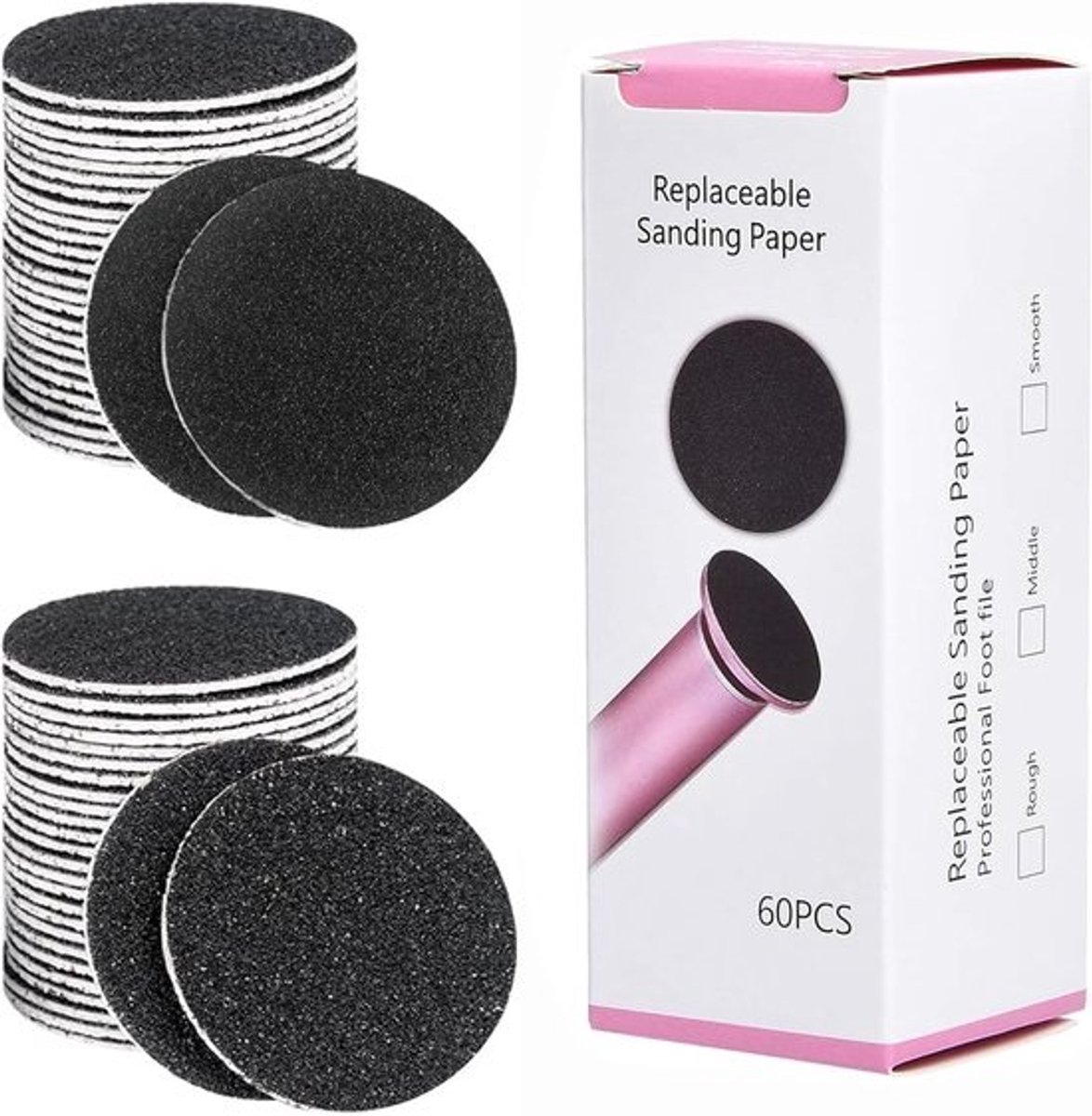 Vervangbaar Schuurpapier - Schuurschijven Voetvijl - Verwijderen Eelt - 60 Stuks Set - 4.2 cm Diameter
