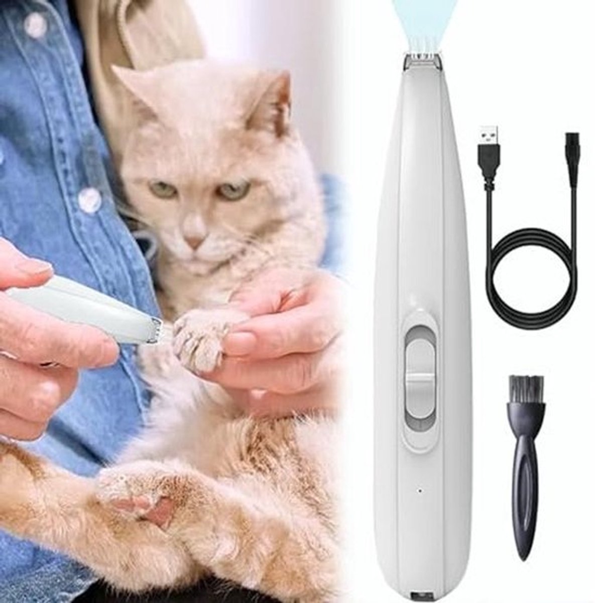 Draadloze Huisdier Haar Trimmer met LED Licht - USB Oplaadbaar en Geluidsarm