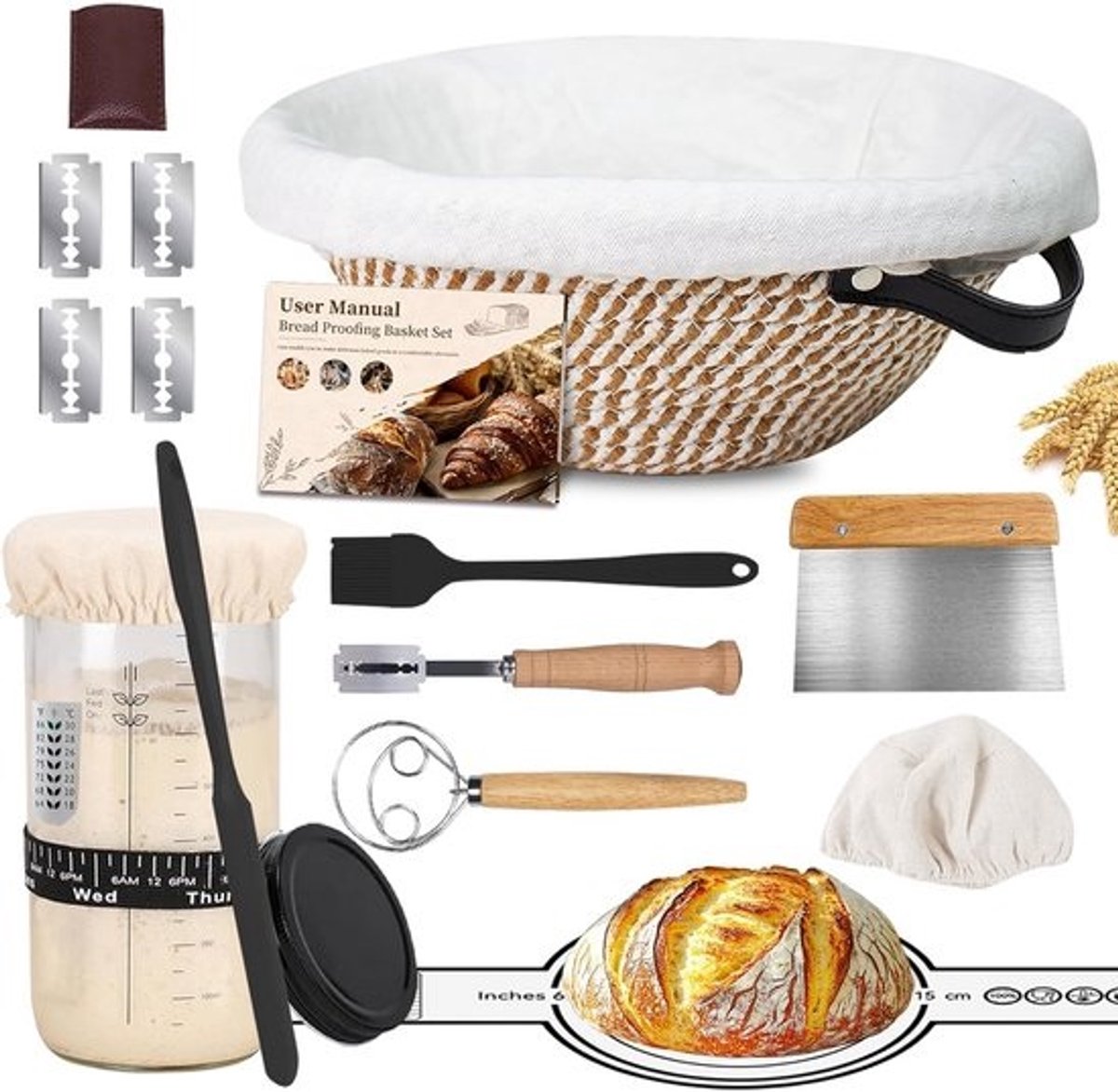Zuurdesem Starterset - Broodbakkit - Zelf Brood Bakken - Complete Set - 700 ml - Kaki