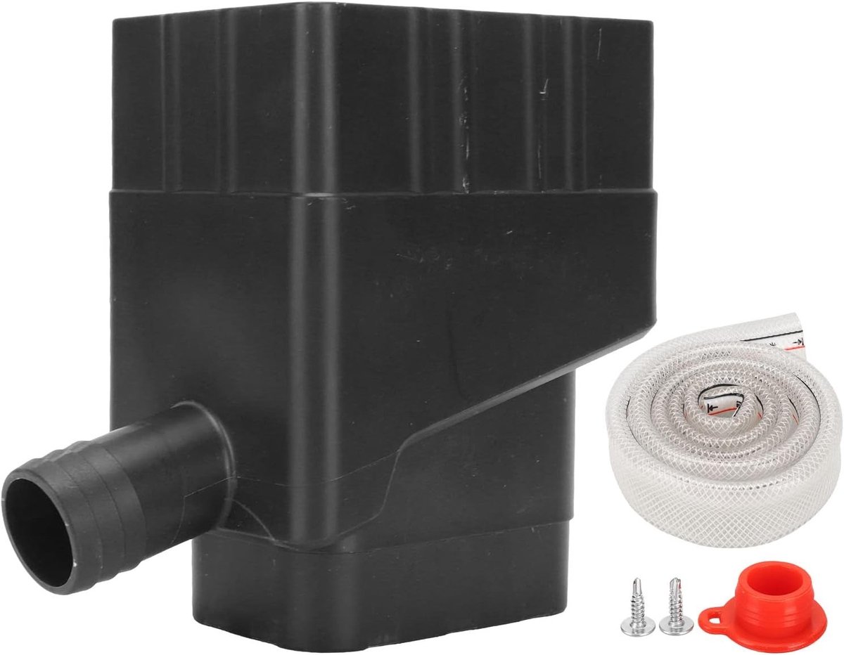 Efficiënt Regenwater Oogst Systeem met Afvoerset voor Regenwater, Inclusief 40 Inch Slang en Geschikt voor Standaard 2'' X 3'' Afvoerpijpen (Zwart)