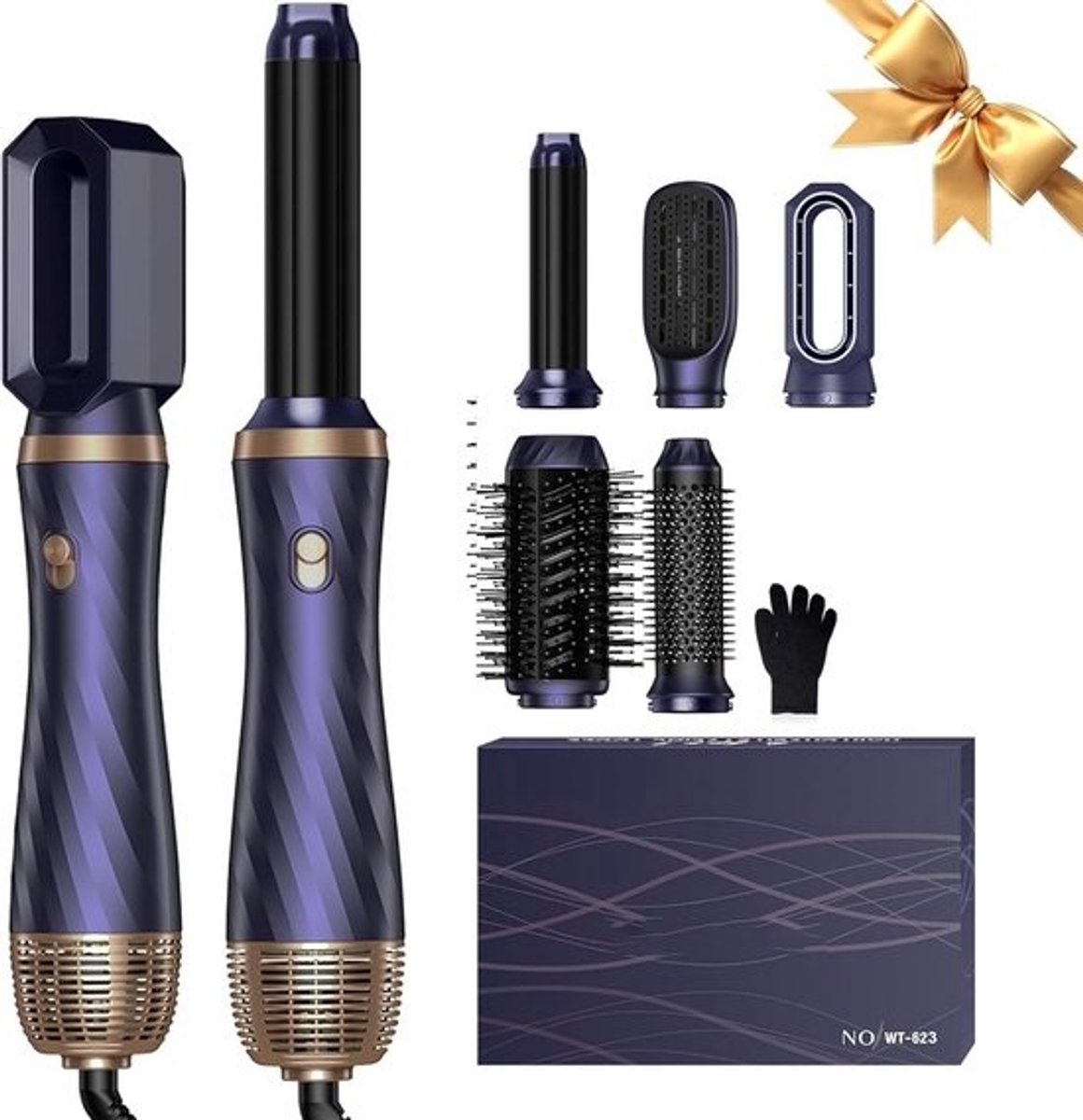6-in-1 Haarstyler Set - Ronde Borstelföhns, Volume Föhnborstel en Krultang