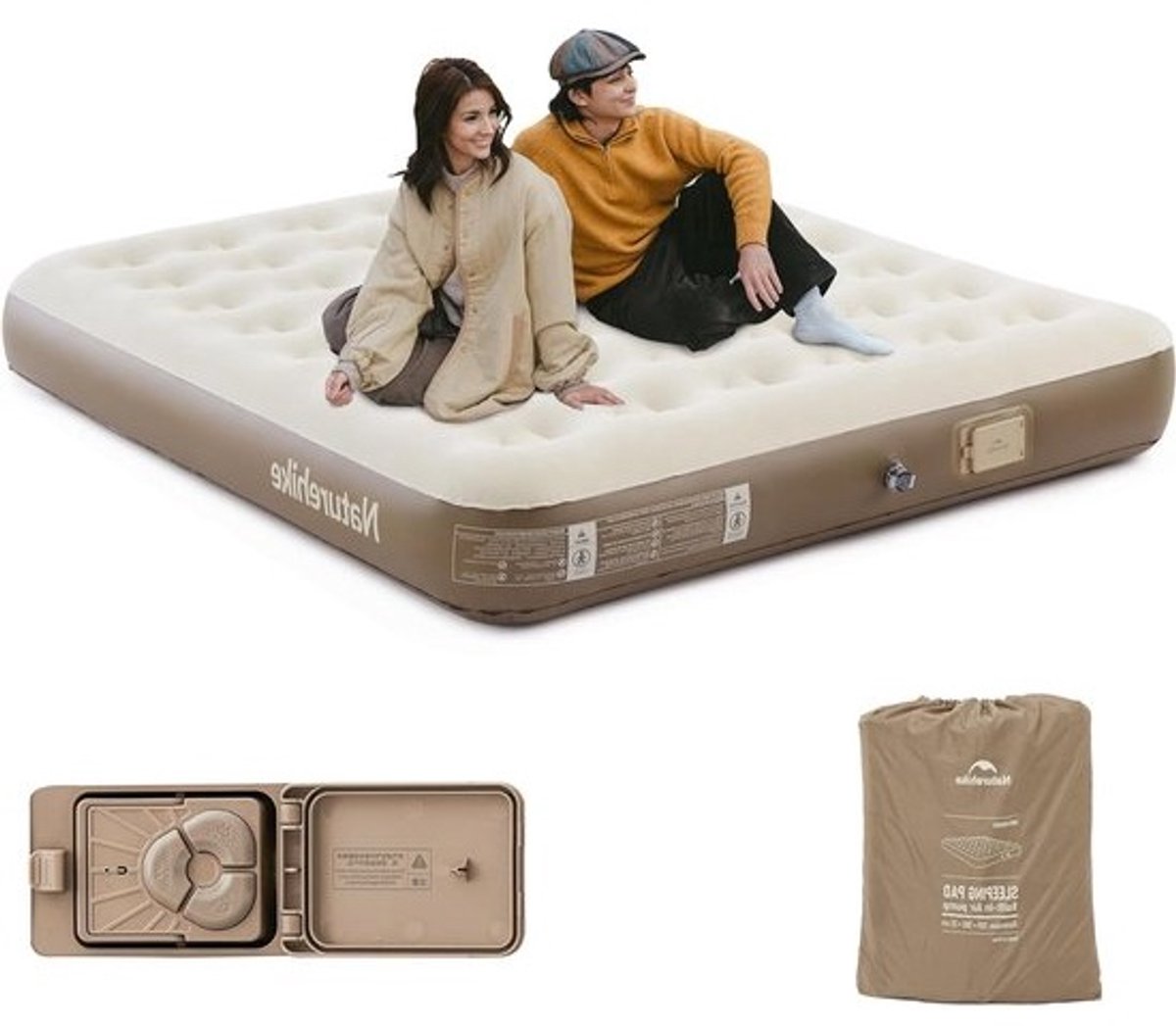 Luchtbed met pomp - Opblaasbaar matras - Kamperen en logeren - Honingraat structuur - 200 x 150 x 25 cm