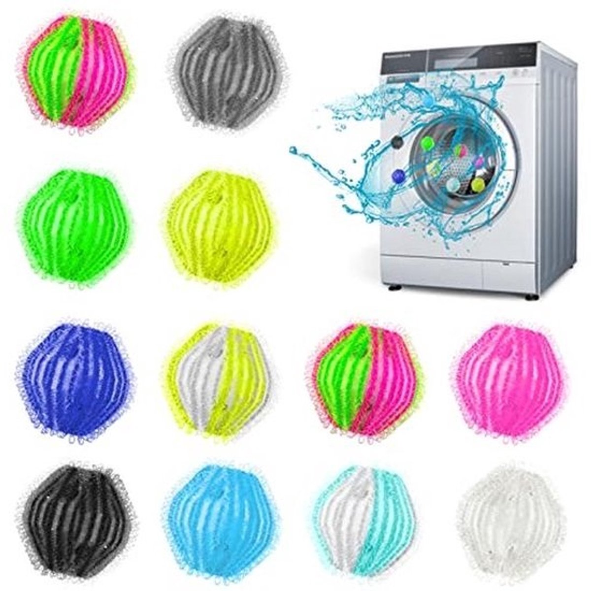 12 Herbruikbare Nylon Wasballen voor Dierenhaar, Pluisfilter en Wasmachine