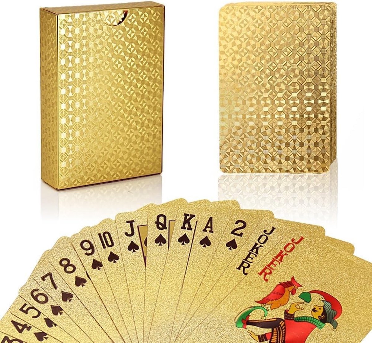 24K Gouden Foil Poker Speelkaarten Set met Luxe Opbergdoos - Perfect Cadeau voor Kaartliefhebbers en Spelletjesavonden