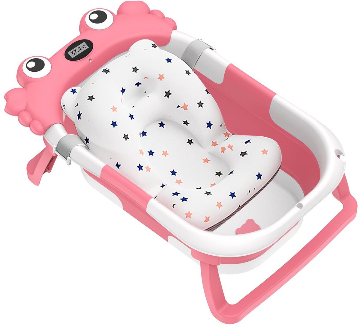 Opvouwbaar Babybadje met Antislipmat - Baby Bad met Afvoer - Roze
