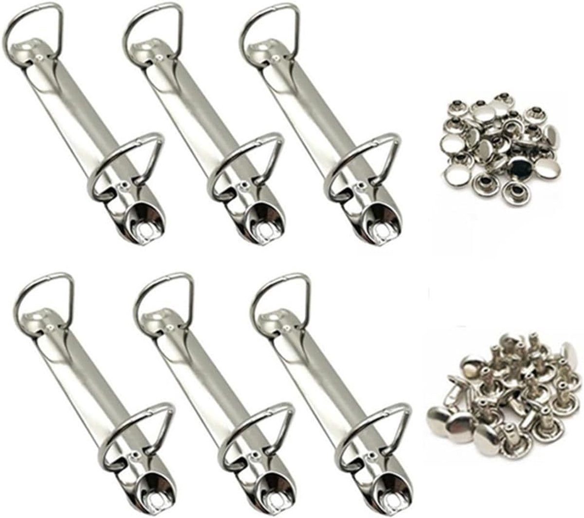 D-vormige metalen clips, 6 stuks ringmechanismen voor ordners, 2 gaten, stevige ringen voor boeken en documenten met schroeven