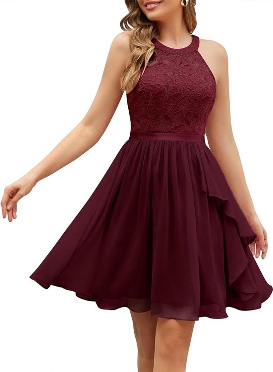 Elegante Cocktailjurk Dames A-lijn Chiffon Knielang voor Feest of Bruiloft