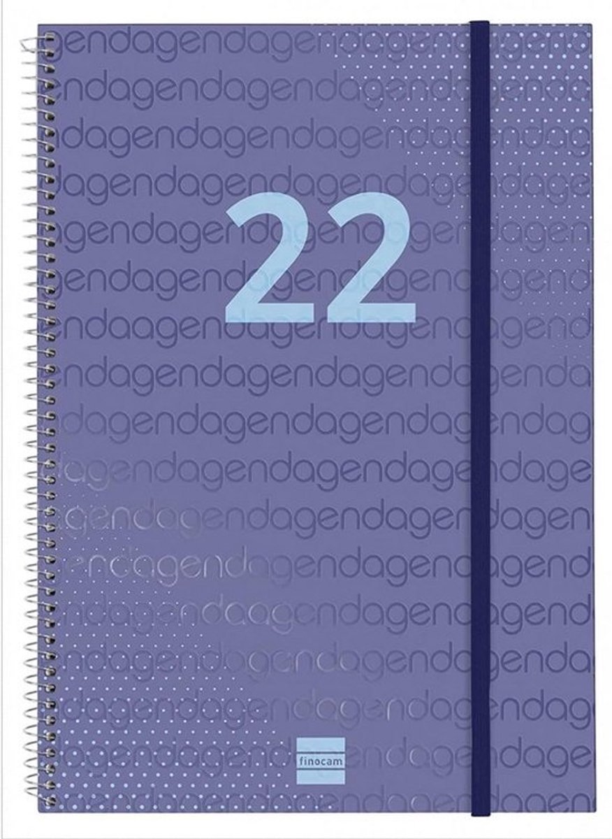 Grote Agenda 2022 Verticaal Jaarplanner A4 Spiraalbinding Blauw