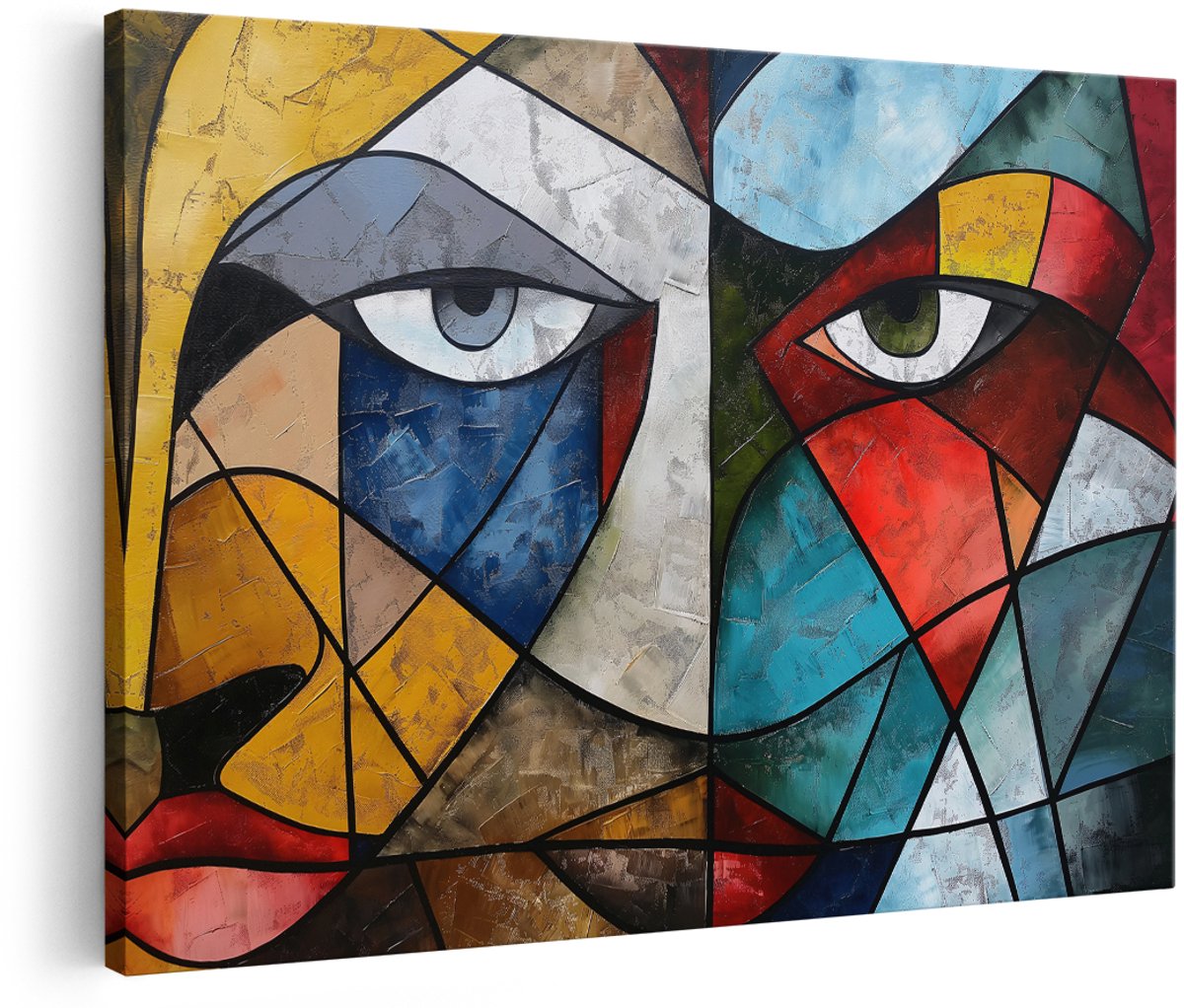 Artaza Canvas Schilderij Abstract - 180x120 cm - Groot - Wanddecoratie Modern Portret - Muurdecoratie Kleurrijk - Decoratie Vrouw Gezicht - Schilderijen Op Canvas