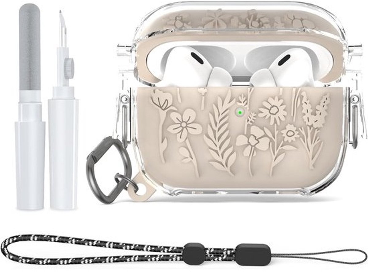 4-in-1 Siliconen Beschermhoes Set voor AirPods Pro 2 met Karabijnhaak en Reinigingsstift