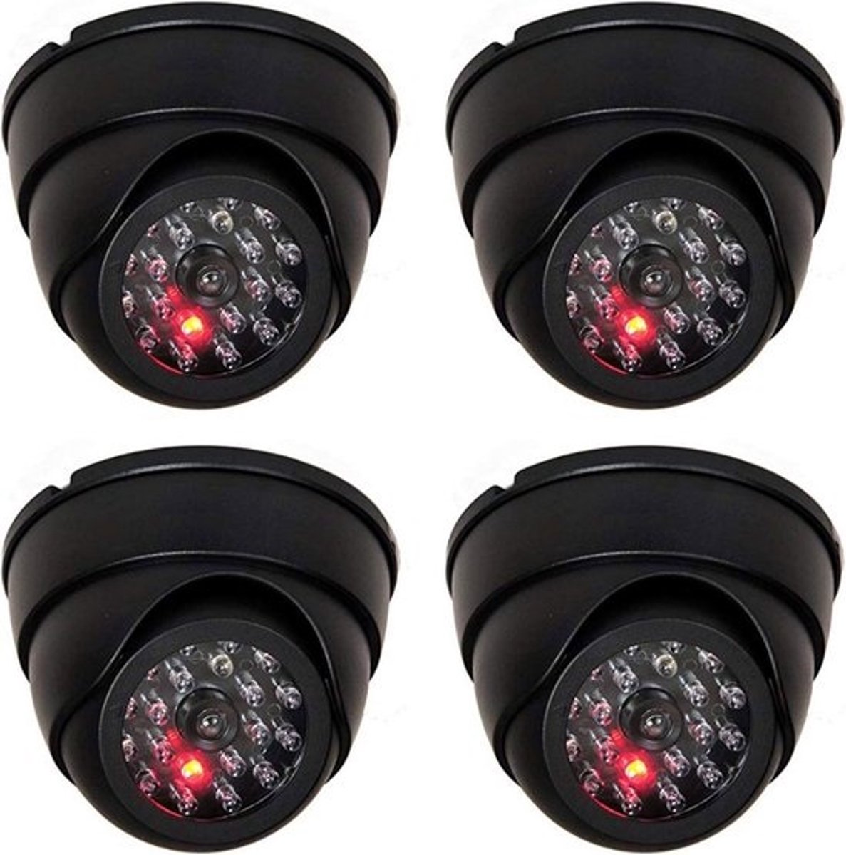 4x Dummy Doemcamera Set voor Binnen en Buiten met Knipperende LED en Lens