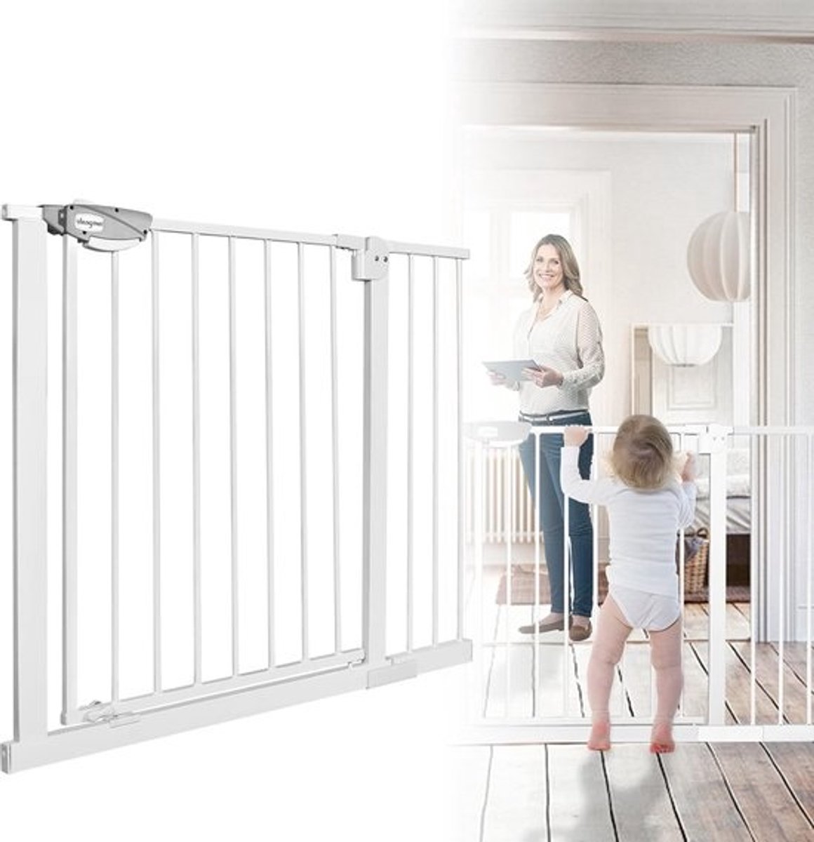 Veiligheidshek voor trap en deuropening zonder boren, uitschuifbaar (95-105 cm)