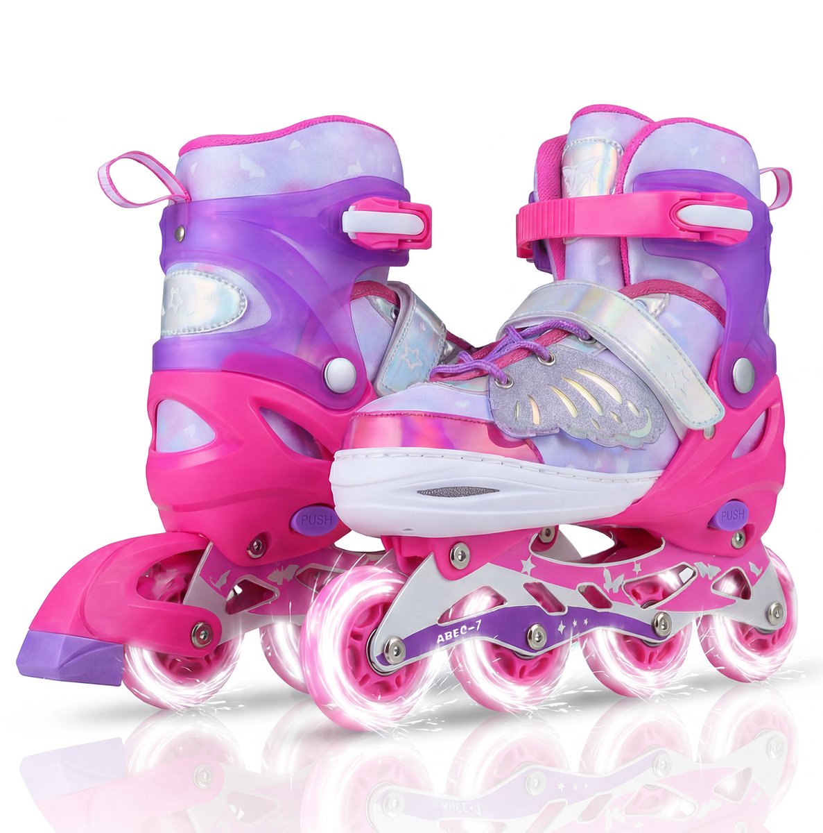 SureDeal® - Sportspeelgoed - Inliners - Kinderen Inline Skates - Verlichte Wielen Rolskates - Blauw - 35x11x28 cm - Roze