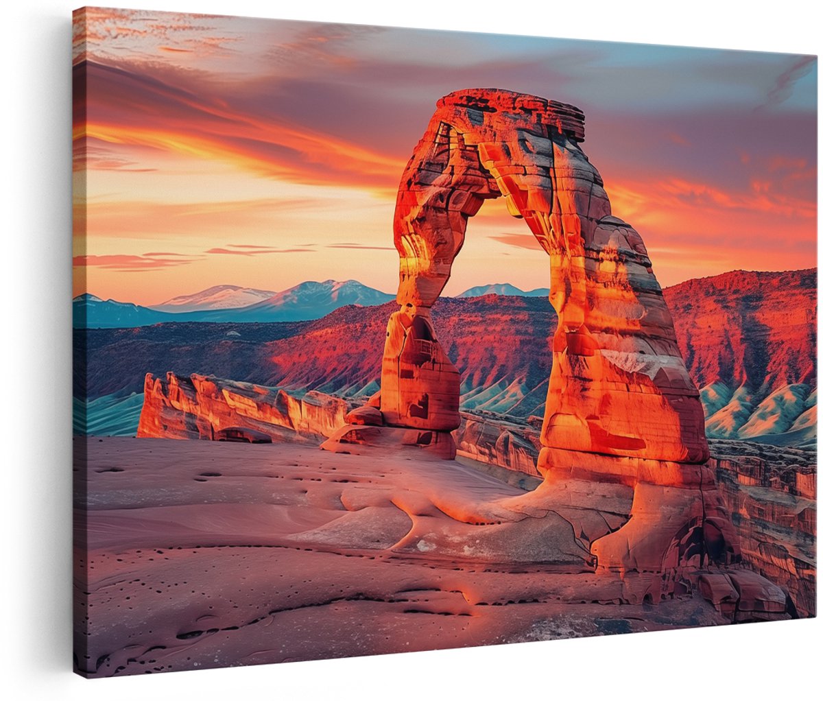 Artaza Canvas Schilderij Bogen Nationaal Park - Utah - 180x120 cm - Groot - Wanddecoratie Woonkamer - Schilderijen - Muurdecoratie