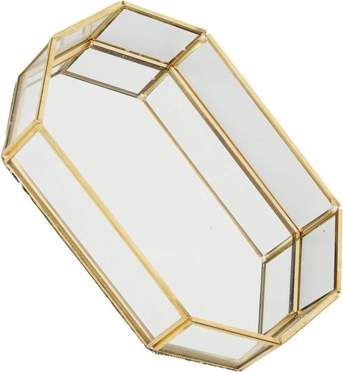 Achthoekige Opbergdoos - Decoratieve Lade - Thuis Organiseren - Koperdraad Lassen - 20x14x4cm - Goud