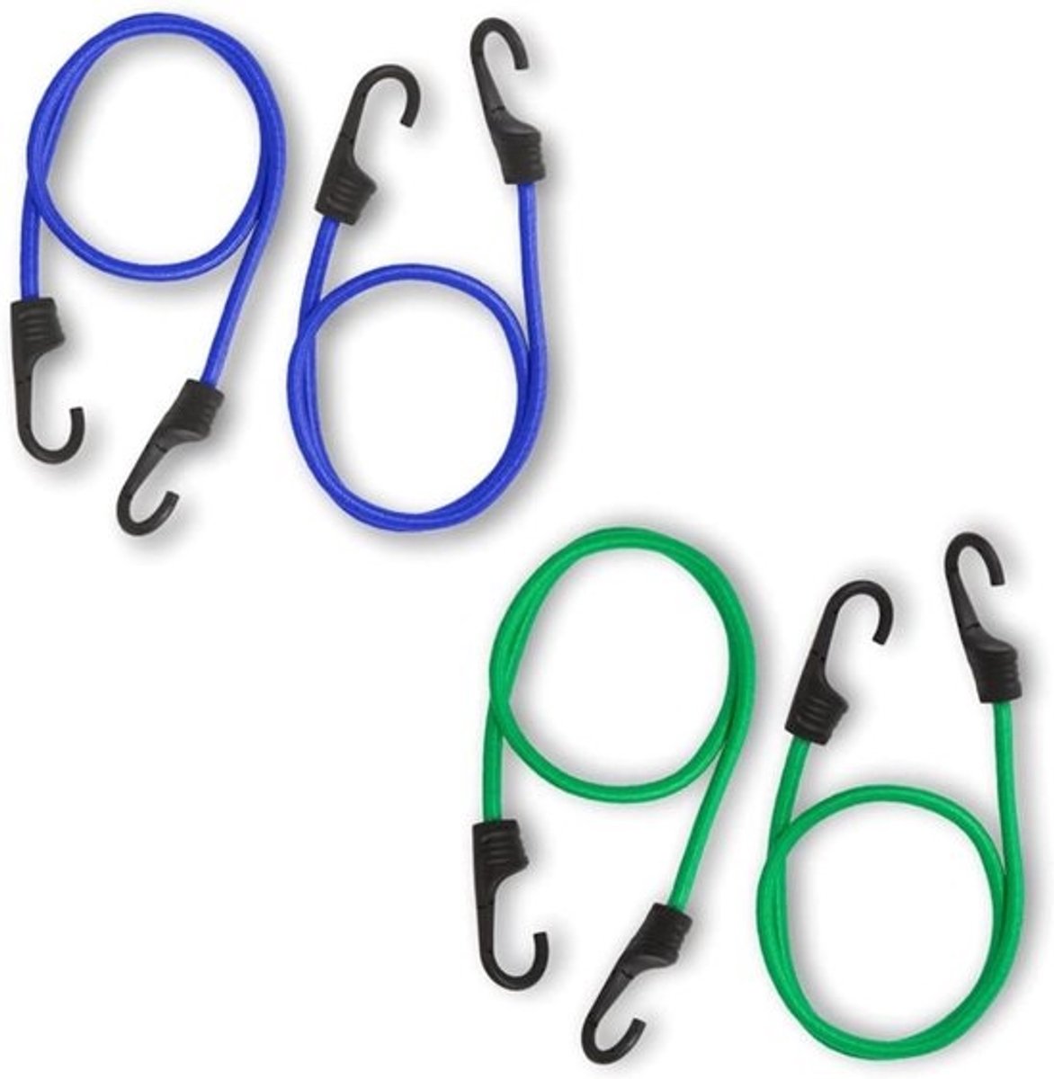 Rubberen Spanners - Bagage Elastieken - Veilig Transport - Extra Sterk 50kg - 45 & 90cm - Groen Blauw