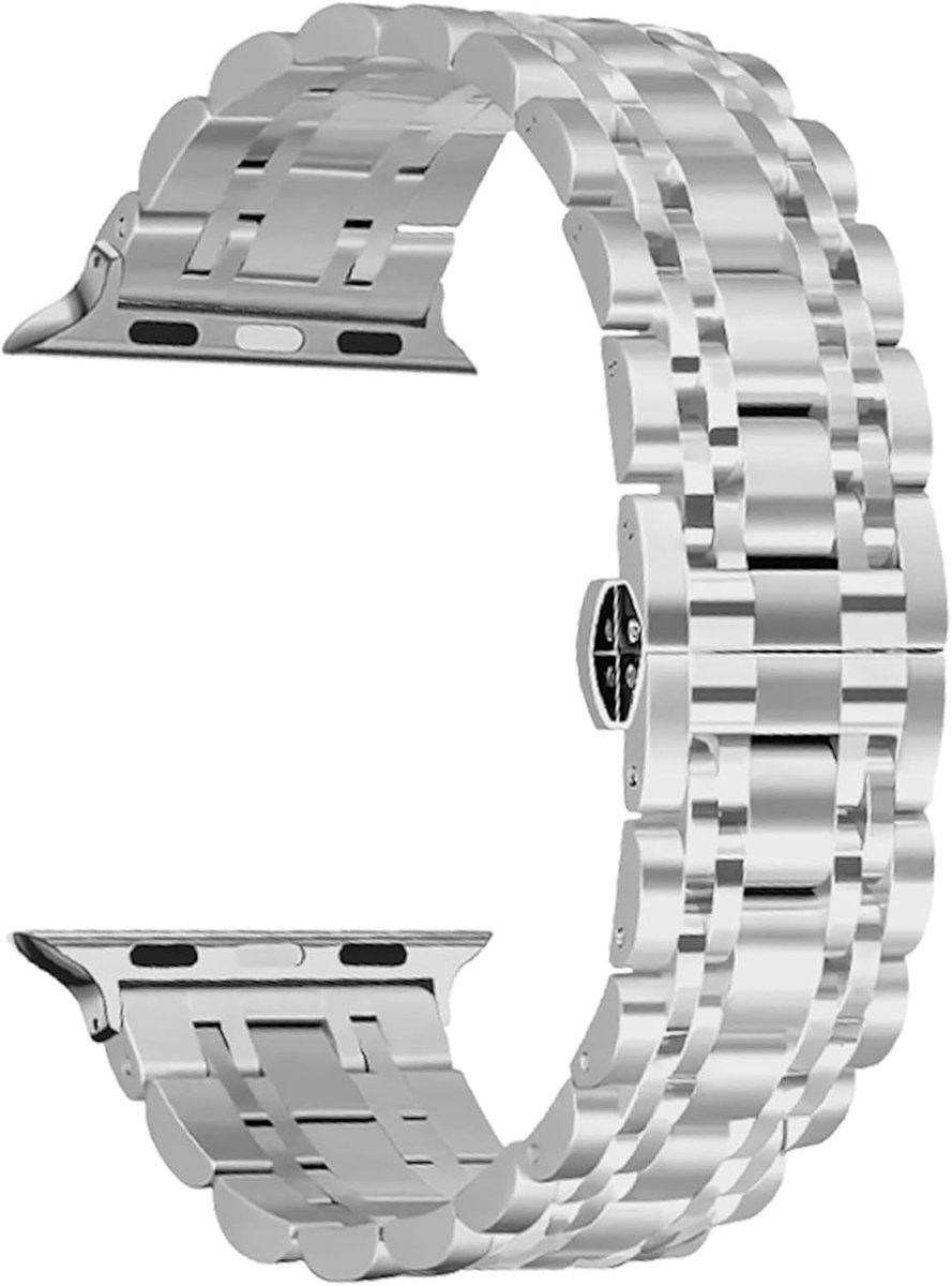 Unisex metalen horlogeband voor Apple Watch 38 mm/40 mm/41 mm en 42 mm/44 mm/45 mm/49 mm, vervangende strap van roestvrij staal, comfortabele en duurzame horlogeband