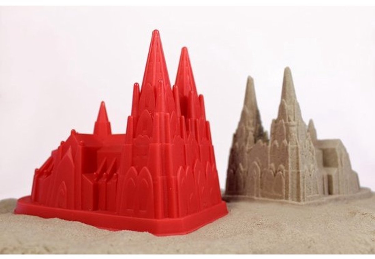 Zandvorm Kathedraal - Bouwspel Vorm - Strand Speelgoed - Gedetailleerd Ontwerp - 17 x 10 x 13 cm - Rood