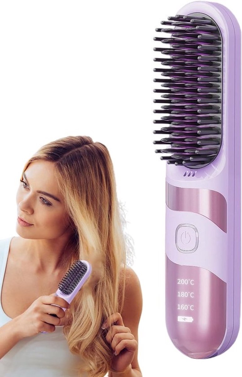 Haarstyler Krultang Borstel - Draadloze Stijltang - Snel Haar Stylen - Ionisch Anti-kroes - 20 x 4 cm