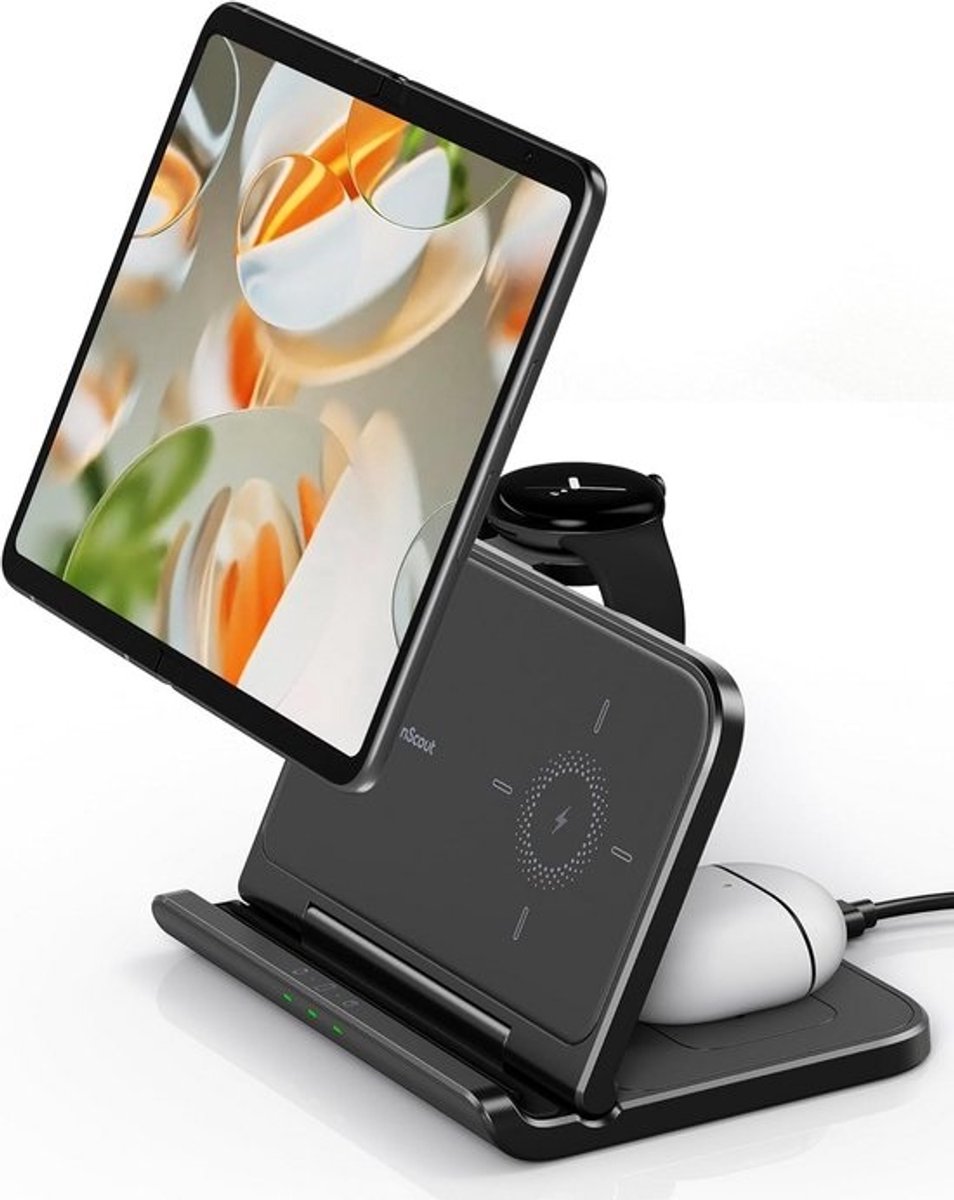 Draadloze 3-in-1 oplader voor Google Pixel Fold en Z Fold – vouwbare oplaadstandaard voor Pixel Watch en draadloze oortjes