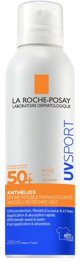 La Roche-Posay Anthelios UV Sport Zonnebrand Mist SPF50+ - Voor alle huidtypes - Met Vitamine E en Glycerine - 200ml