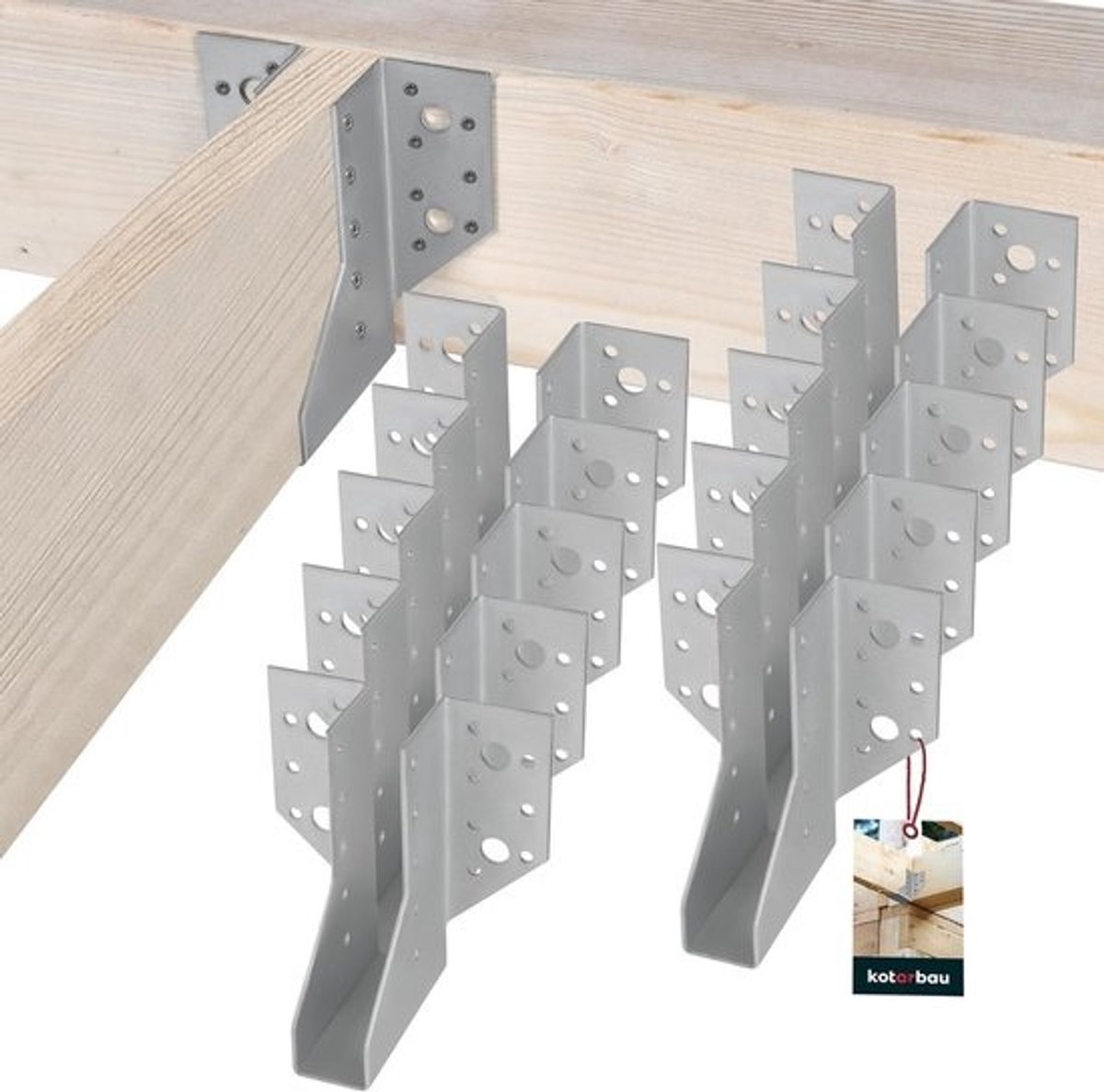 Set van 10 Verzinkt Stalen Balkschoenen voor Houten Balken - 25 x 117 mm - Zware Belasting