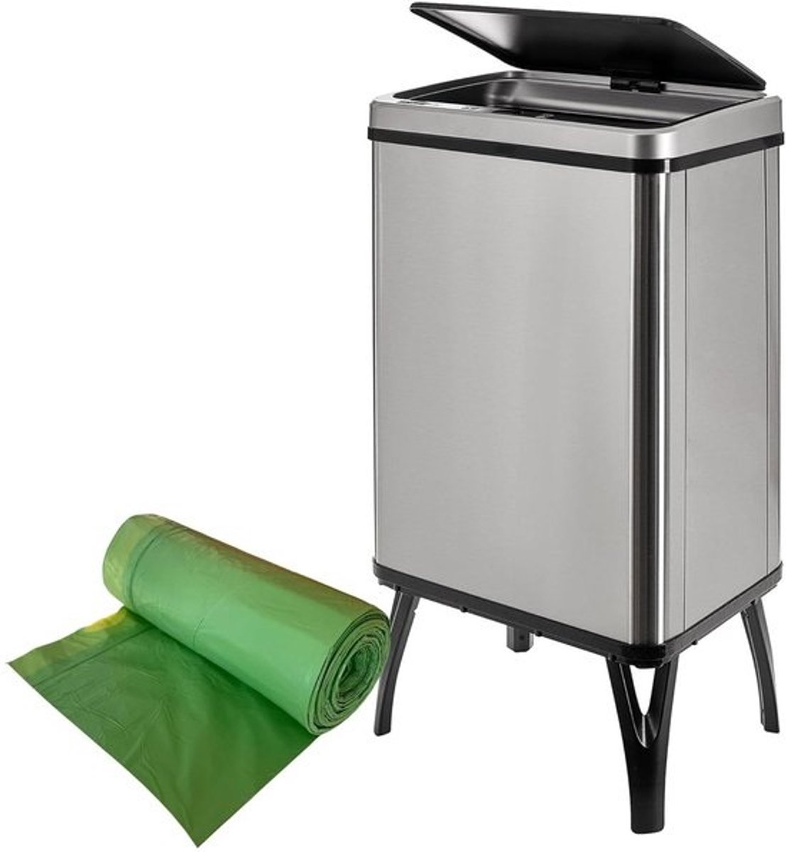 Intelligente Vuilnisemmer - Sensor Prullenbak - Hygiënisch Afval Verwerken - Automatisch Openen - 40 Liter - Grijs