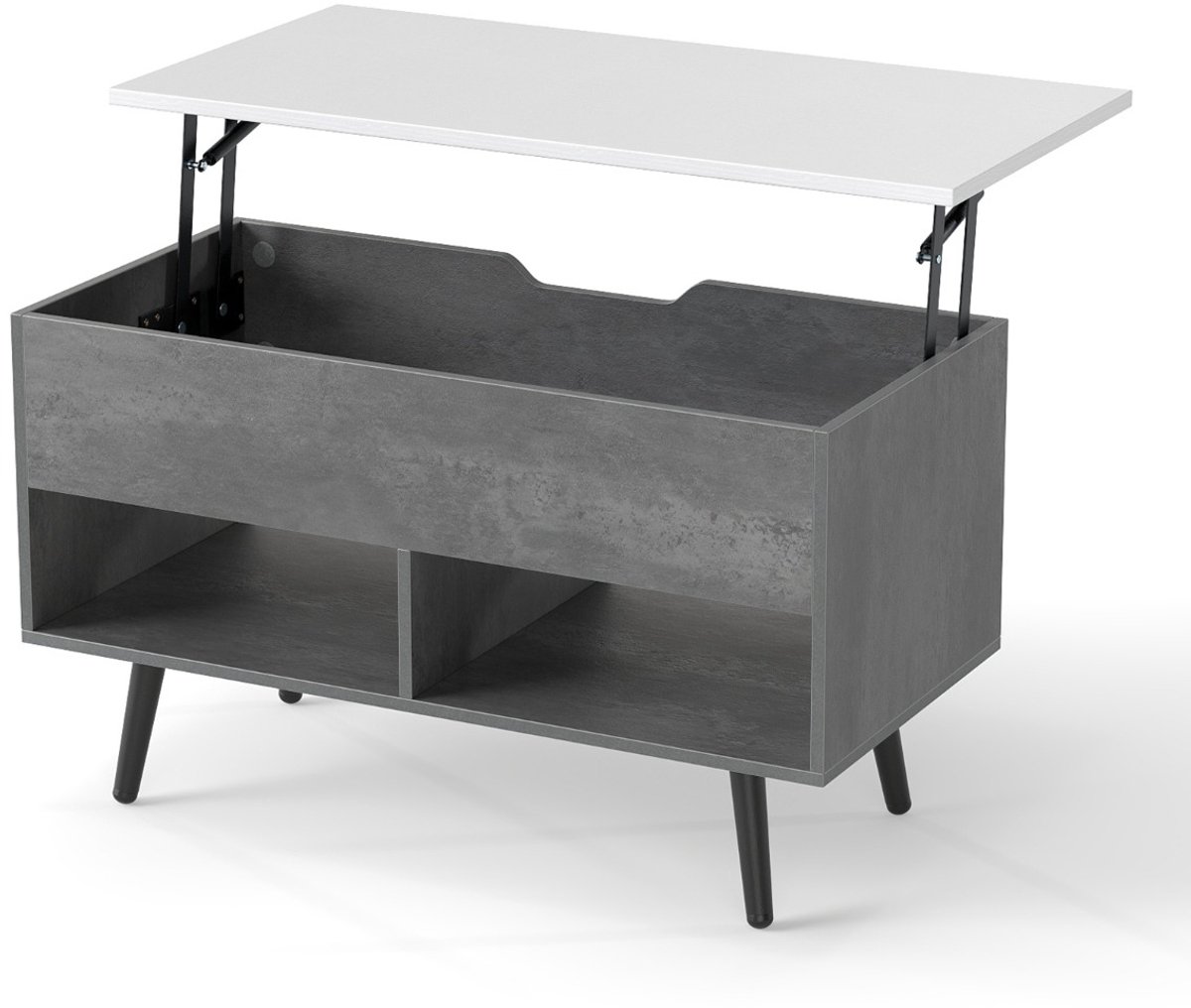 SureDeal® - Salontafel - Verhoogd Blad Moderne - Wit - Grijs - 80x40x46 cm