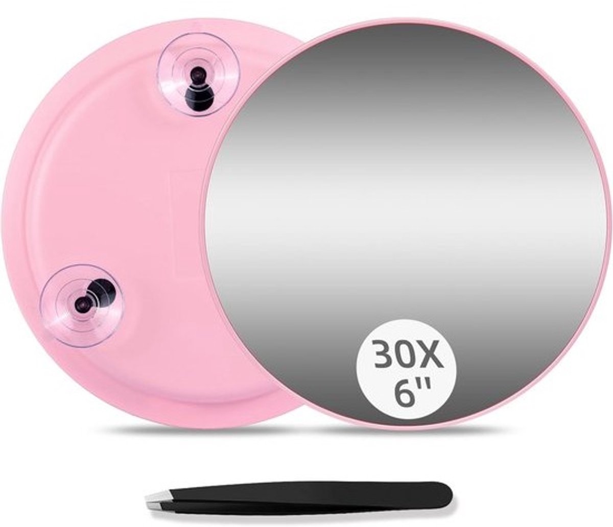 Vergrotingsspiegel 30x met Zuignappen - Reisformaat Make-up Spiegel