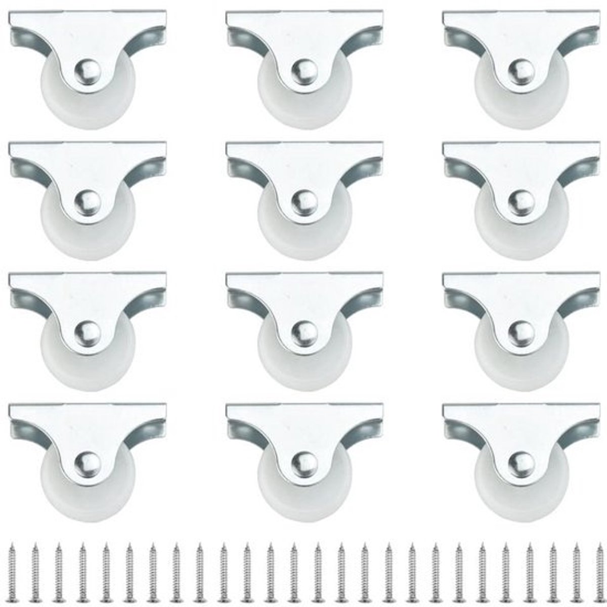 12 Stuks Zwenkwielen 25mm - Kleine Bokwielen voor Meubels en Laden
