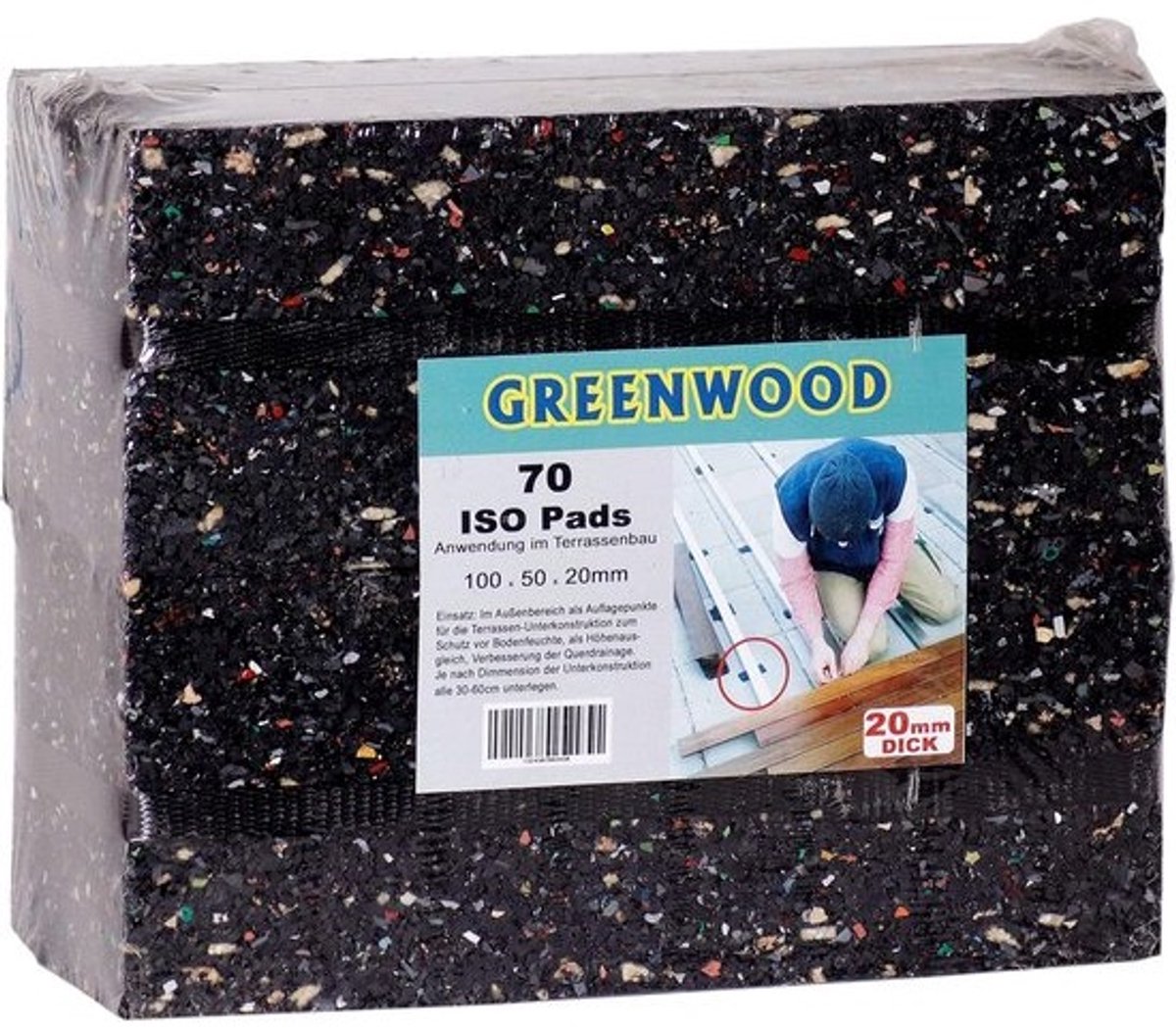 70 stuks rubberen terras pads - rubbergranulaat voor terrasbouw