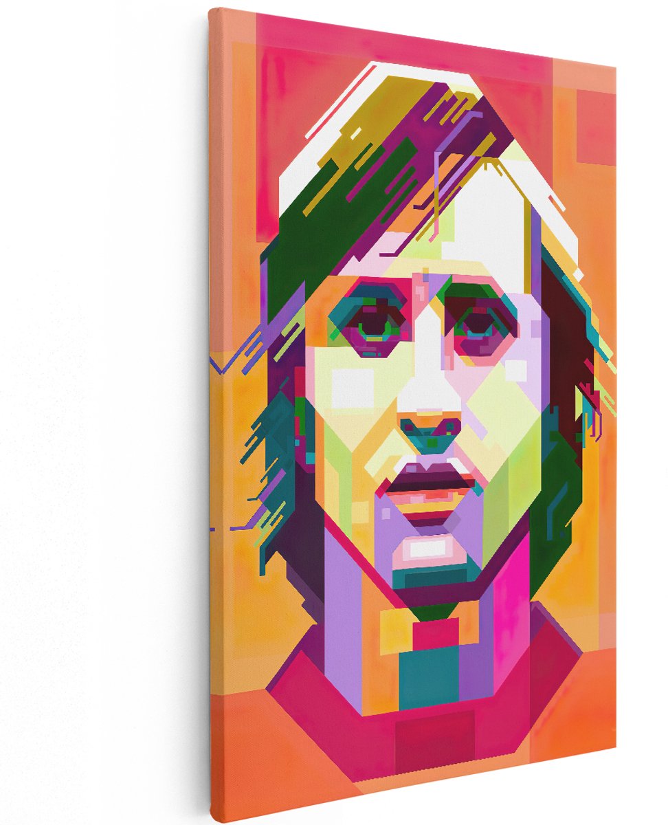 Artaza Canvas Schilderij Voetbalspeler Johan Cruijff - 120x180 cm - Groot - Muurdecoratie - Canvas Print